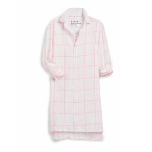 Frank & Eileen Hunter Classic Linen Shirtdress In Neon Pink Windowpane Size XS